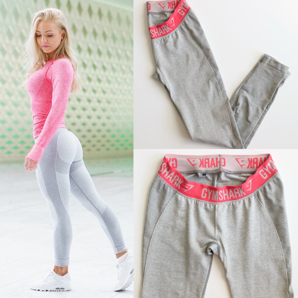 Gymshark Flex grey logo leggings - MEDIUM